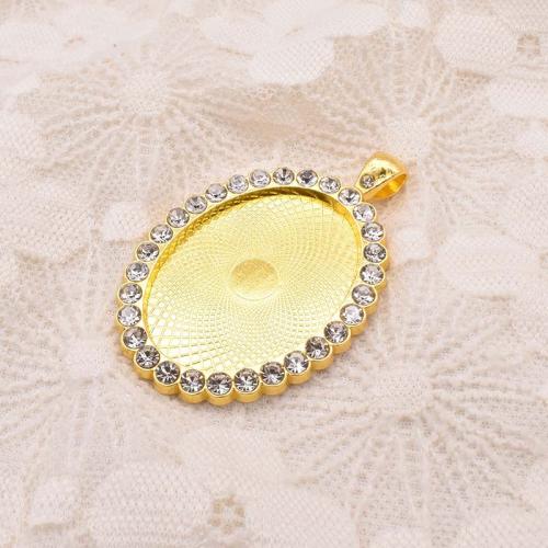 Zinc Alloy Pendant Cabochon Setting, plated, DIY & with rhinestone 