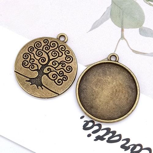 Zinc Alloy Pendant Cabochon Setting, Round, antique bronze color plated, DIY, 20mm 