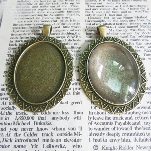 Zinc Alloy Pendant Cabochon Setting, antique bronze color plated, DIY 