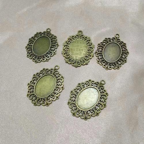 Zinc Alloy Pendant Cabochon Setting, antique bronze color plated, DIY 