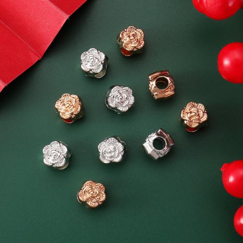 Zinc Alloy Flower Beads, Rose, plated, DIY 