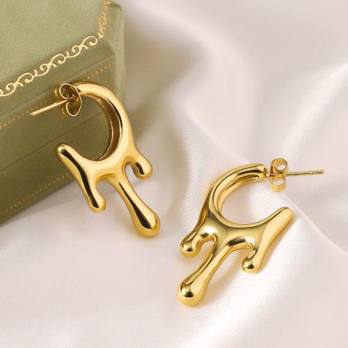 Titanium Steel Earrings, gold color plated, fashion jewelry, golden 