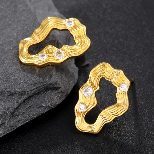 Cubic Zirconia Micro Pave Brass Earring, plated, micro pave cubic zirconia & for woman & hollow, golden [