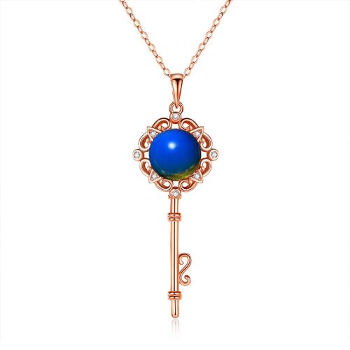 Collier en laiton cubique Zircon Micro Pave, avec Jade artificiel, pavé de micro zircon & pour femme, couleur or rose Environ 45 cm, Vendu par PC