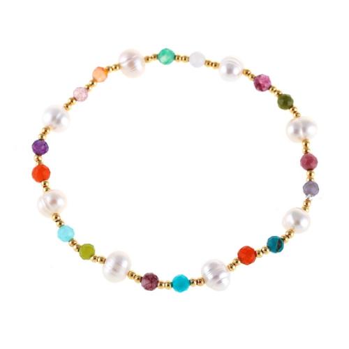 Crystal Bracelets, Brass, with Crystal & Plastic Pearl, handmade, fashion jewelry & for woman, multi-colored Approx 18 cm 