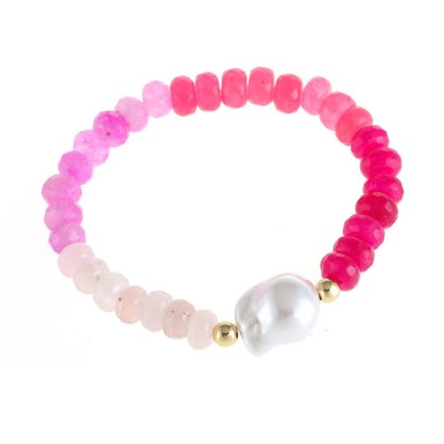 Crystal Bracelets, Plastic Pearl, with Crystal, handmade, elastic & for woman Approx 18 cm 