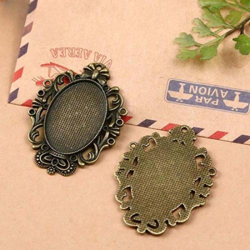 Zinc Alloy Pendant Cabochon Setting, antique bronze color plated, DIY 