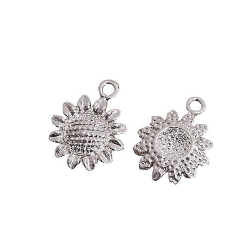 Colgantes de Aleación de Zinc en Forma Flor, Girasol, chapado en color de plata antigua, Bricolaje, 15x11mm, 100PCs/Bolsa, Vendido por Bolsa