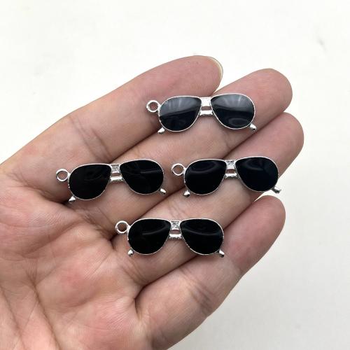 Zink Legierung Emaille Anhänger , Zinklegierung, Brille, antik silberfarben plattiert, DIY, 32x12mm, 100PCs/Tasche, verkauft von Tasche