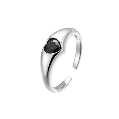 Befestigter Zirkonia Sterlingsilber Fingerring, 925 Sterling Silber, Herz, Micro pave Zirkonia & für Frau, keine, verkauft von PC