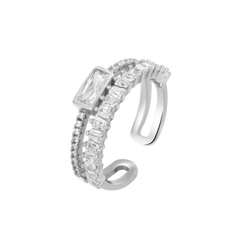 Befestigter Zirkonia Sterlingsilber Fingerring, 925 Sterling Silber, Micro pave Zirkonia & für Frau, keine, verkauft von PC