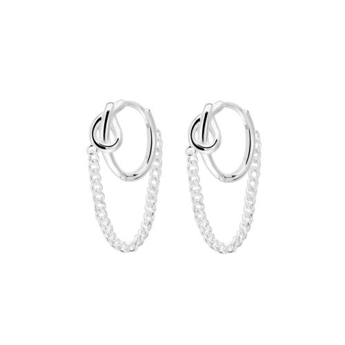 Huggie Hoop Drop Earring, Серебро 925 пробы, Женский, серебряный, 40mm, продается Пара[