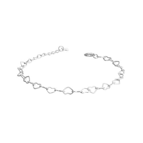 Pulseras de Plata Estelina, plata de ley 925, con 3CM extender cadena, Corazón, para mujer, más colores para la opción, longitud:aproximado 16 cm, Vendido por UD