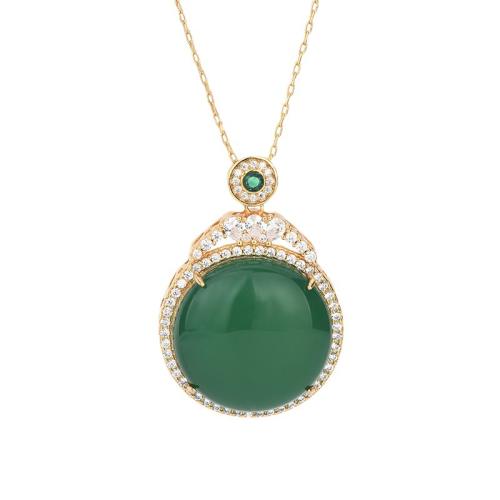 Collier en laiton cubique Zircon Micro Pave, avec Jade artificiel, pavé de micro zircon & pour femme, plus de couleurs à choisir Environ 45 cm, Vendu par PC