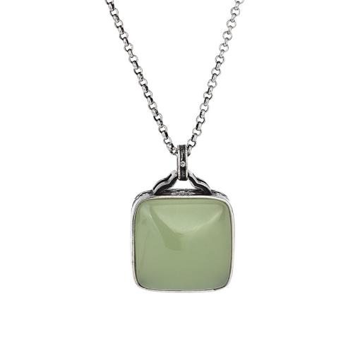 Collier en laiton fait à la main, avec Jade artificiel, Vintage & pour femme, argent Environ 45 cm, Vendu par PC