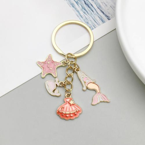 Enamel Zinc Alloy Key Chain, gold color plated, DIY [