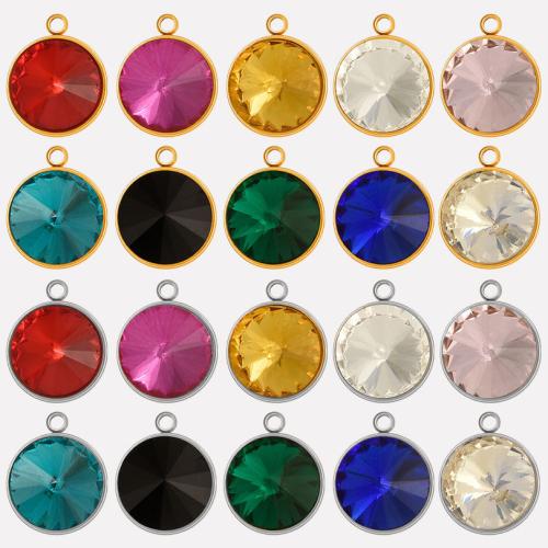 Pendentifs en acier inoxydable strass, Acier inoxydable 304, avec Perceuse à eau en verre, Placage ionique sous vide, DIY, plus de couleurs à choisir Environ 1.7mm Vendu par sac