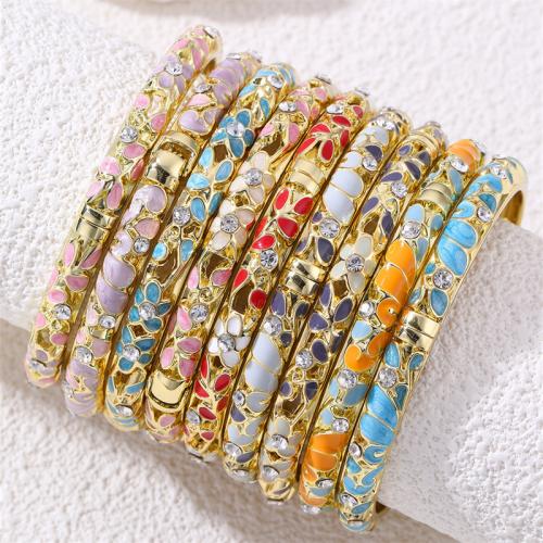 Esmalte brazalete de la aleación de Zinc, chapado en color dorado, Joyería & con diamantes de imitación, más colores para la opción, Vendido por UD[