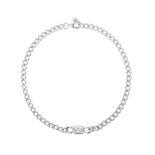 Zircon pavent Bracelet en argent sterling, argent sterling 925, pavé de micro zircon & pour femme, plus de couleurs à choisir Environ 20 cm, Vendu par PC