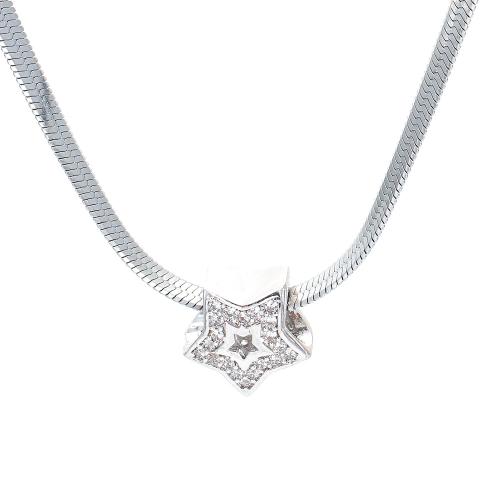 Cubic Zircon Micro Pave Brass Necklace, Star, plated, micro pave cubic zirconia & for woman Approx 41-50 cm [