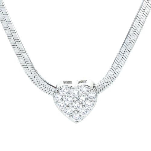 Cubic Zircon Micro Pave Brass Necklace, Heart, plated, micro pave cubic zirconia & for woman Approx 41-50 cm [