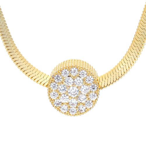 Cubic Zircon Micro Pave Brass Necklace, plated, micro pave cubic zirconia & for woman Approx 41-50 cm [