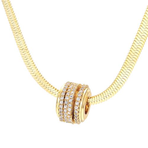 Cubic Zircon Micro Pave Brass Necklace, plated, micro pave cubic zirconia & for woman Approx 41-50 cm [