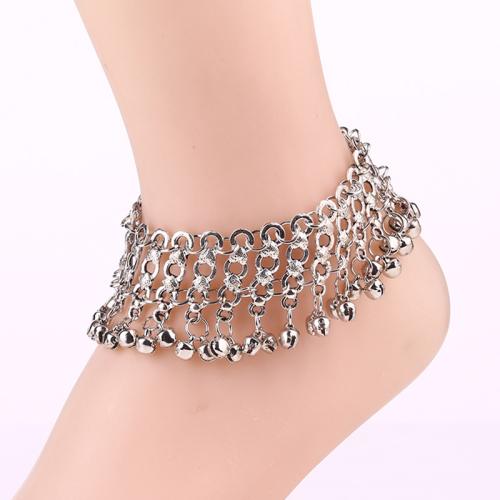 Anklet en alliage de zinc, Placage, style folk & pour femme, argent Environ 27 cm, Vendu par PC[