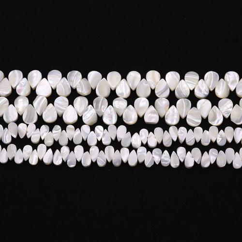 Perles de coquille de mer, coquillage, larme, DIY, blanc Environ 38 cm, Vendu par brin