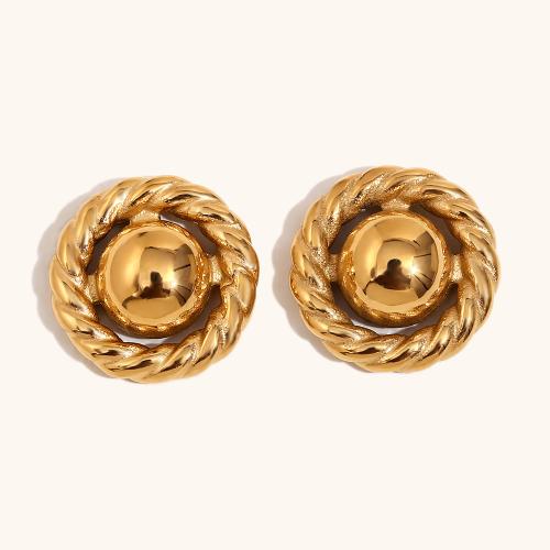 Arete de acero inoxidable , acero inoxidable 304, Esférico, chapado en color dorado, para mujer, Vendido por Par