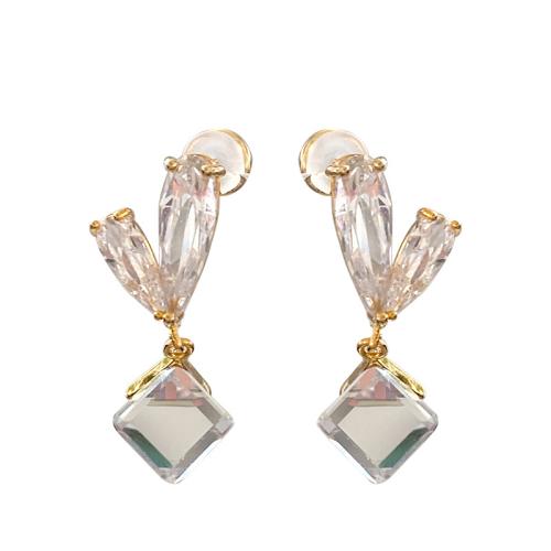 Cubic Zircon Brass Earring, gold color plated, fashion jewelry & micro pave cubic zirconia, golden [