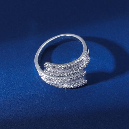 Befestigter Zirkonia Messingring Fingerring, Messing, plattiert, Modeschmuck & Micro pave Zirkonia & für Frau, verkauft von PC