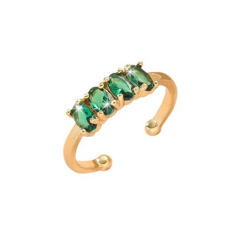 Circón cúbico anillo de dedo de latón, metal, con cúbica circonia, chapado, Joyería & para mujer, dorado, Vendido por UD