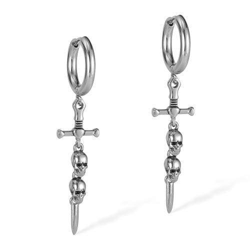 Huggie Hoop Drop Earring, Нержавеющая сталь 304, Kресты, Другое покрытие, ювелирные изделия моды & Мужская, оригинальный цвет, продается Пара