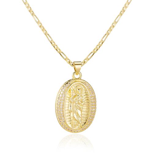 Collier en laiton cubique Zircon Micro Pave, avec 55mm chaînes de rallonge, Plaqué d'or 14K, bijoux de mode & pavé de micro zircon & pour femme mm, Vendu par PC