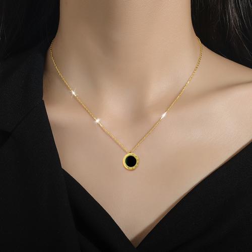 Titanium Steel Jewelry Necklace, with Shell, Vacuum Ion Plating, for woman Approx 21-50 cm 