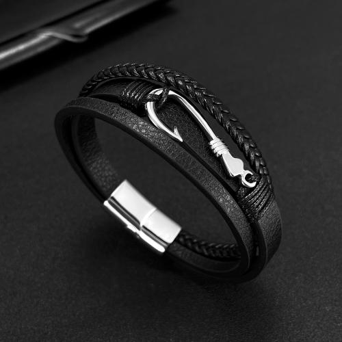 bracelet de cordon en PU , cuir PU, Placage ionique sous vide, pour homme, Vendu par PC