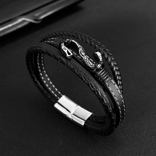 bracelet de cordon en PU , cuir PU, Placage ionique sous vide, pour homme, Vendu par PC