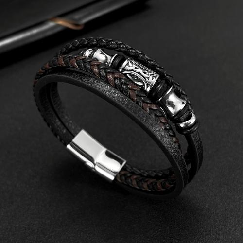 bracelet de cordon en PU , cuir PU, Placage ionique sous vide, pour homme, Vendu par PC