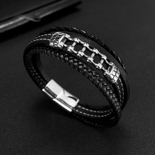 bracelet de cordon en PU , cuir PU, Placage ionique sous vide, pour homme, Vendu par PC