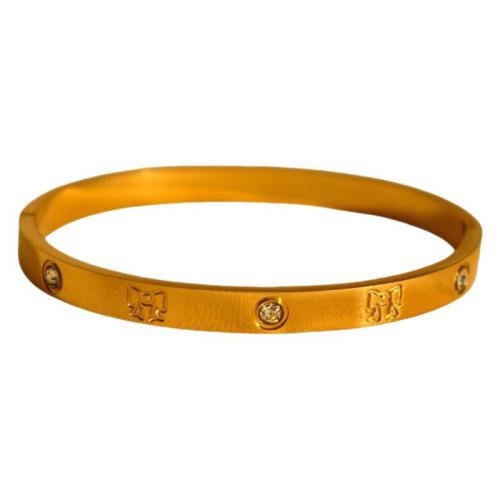 Brazalete del acero inoxidable, acero inoxidable 304, Recubrimiento iónico al vacío, Joyería & para mujer & con diamantes de imitación, más colores para la opción, 6mm, diámetro interior:aproximado 60mm, Vendido por UD