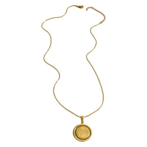 Collar de Acero Inoxidable, acero inoxidable 304, con 5cm extender cadena, Recubrimiento iónico al vacío, Joyería & para mujer, dorado, 23x33mm, longitud:aproximado 45 cm, Vendido por UD