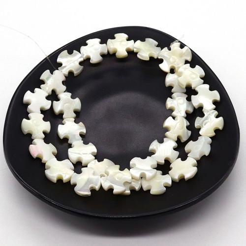 Perles de coquille de mer, coquillage, croix, DIY, blanc, 14mm Environ 38 cm, Vendu par brin