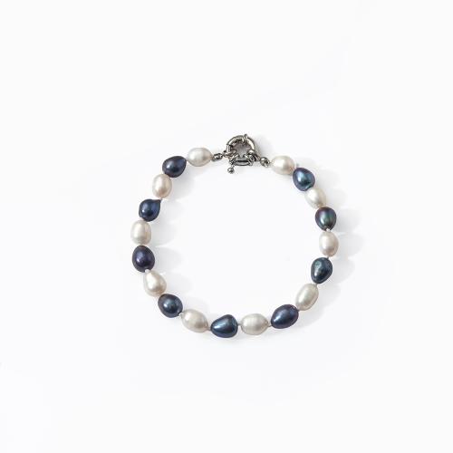 Bracelets de perles, perle d'eau douce cultivée, pour femme, bleu .5 cm, Vendu par PC[