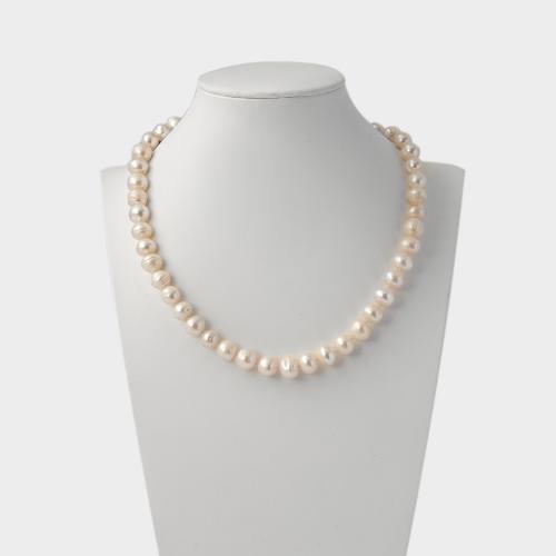 Collar de Perlas Natural de Freshwater, Perlas cultivadas de agua dulce, para mujer, longitud:43 cm, Vendido por UD