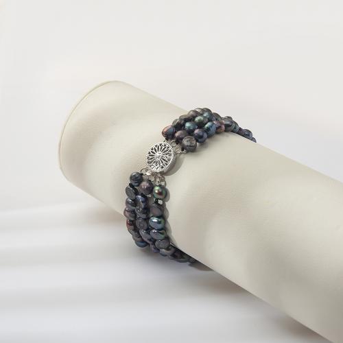 Bracelets de perles, perle d'eau douce cultivée, trois couches & pour femme cm, Vendu par PC[