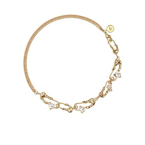 Cúbicos circón Collar de latón Micro pavimenta, metal, chapado, micro arcilla de zirconia cúbica & para mujer, más colores para la opción, longitud:aproximado 41-50 cm, Vendido por UD