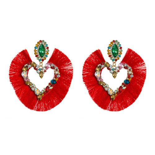 Zinc Alloy Stud Earring, with Glass Rhinestone, fashion jewelry & for woman [