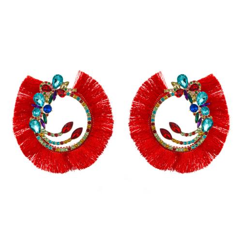 Zinc Alloy Stud Earring, with Glass Rhinestone, fashion jewelry & for woman [