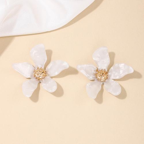 Zinc Alloy Stud Earring, with Acrylic, petals, plated, for woman [